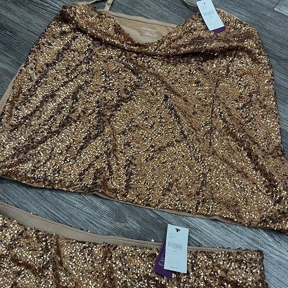 Lane Bryant Gold Sequin Cami with skirt  set!! Gorgeous!! - Picture 2 of 4